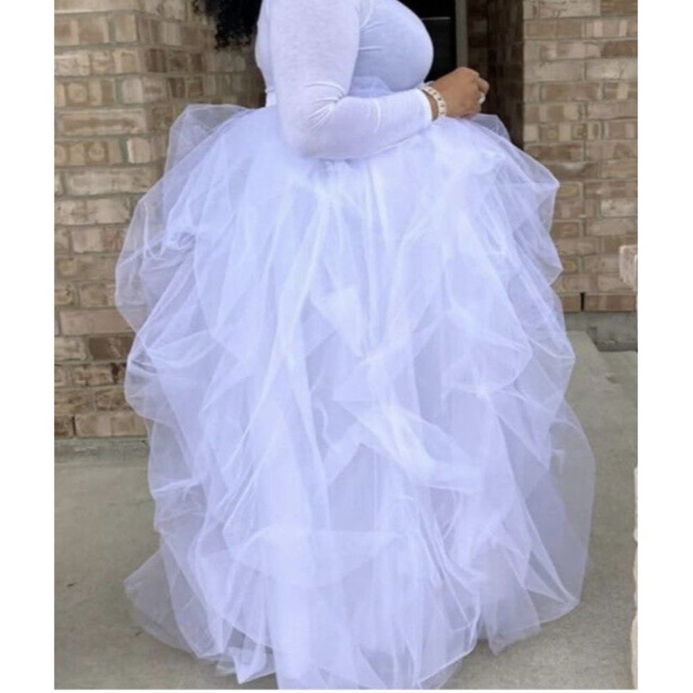 WDPL Wedding Night Out Occasion Maxi Length Tule Skirt XL White